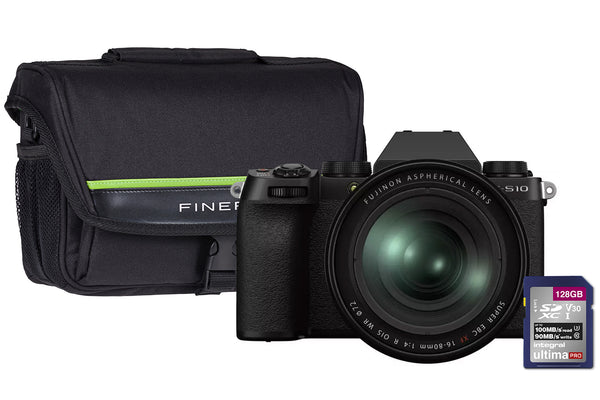 Fujifilm X-S10 Mirrorless Camera with 16-80mm f/4-22 R OIS WR XF Lens, 128GB SD Card & Case - Black