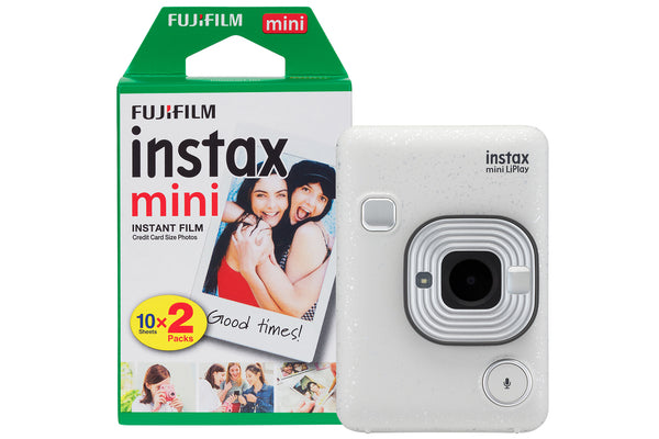 Fujifilm Instax Mini LiPlay Hybrid Instant Camera with 20 Shot Pack - Stone White