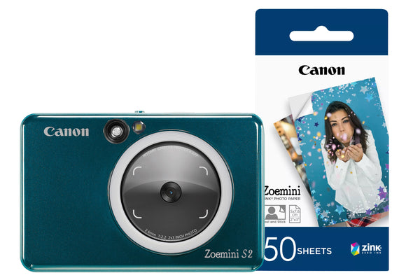 Canon Zoemini S2 Pocket Size 2-in-1 Instant Camera Printer with Extra 50 Shots - Teal