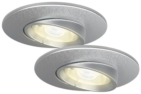 4lite WiZ Connected Fire-Rated IP20 GU10 Smart Adjustable LED Downlight - Satin Chrome, Pack of 2