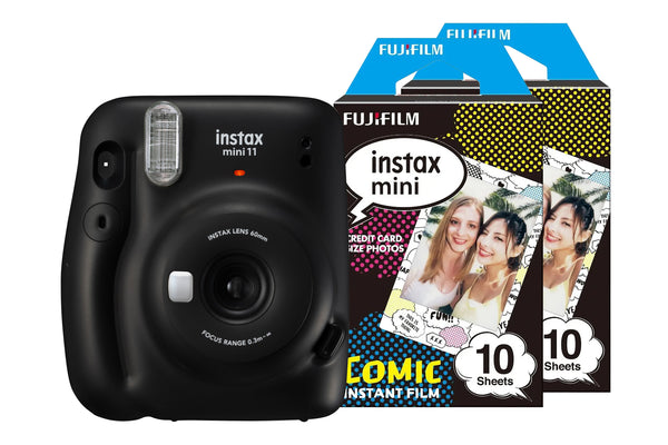 Fujifilm Instax Mini 11 Instant Camera + 20 Shot Comic Strip Film Pack - Charcoal Grey
