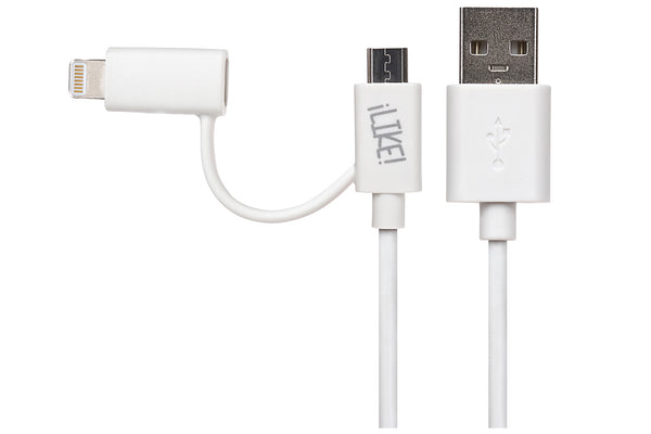Maplin USB-A to 2 in 1 Connectors Lightning and Micro USB-B Cable 1m