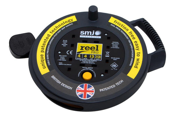 SMJ Electrical 4m 4 Socket 13A PRO Cassette Extension Lead Cable Reel