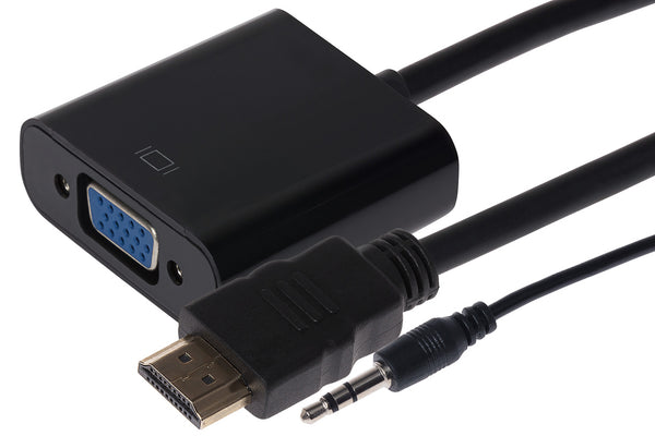 Nikkai HDMI to VGA Female + 3.5mm Audio Jack Port Adapter 10cm Cable