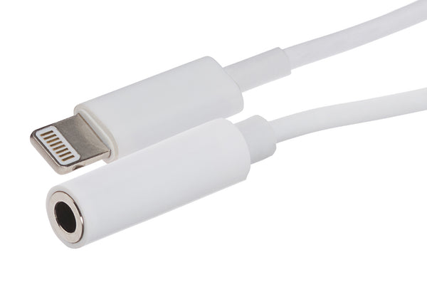 Maplin Lightning Connector to 3.5mm Female Jack Headphone Adapter - 5cm