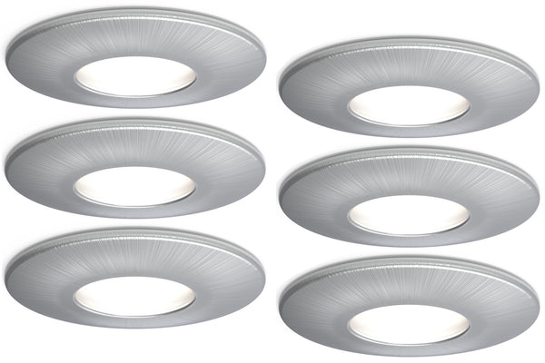 4lite IP20 GU10 Fire-Rated Downlight - Satin Chrome, Pack of 6