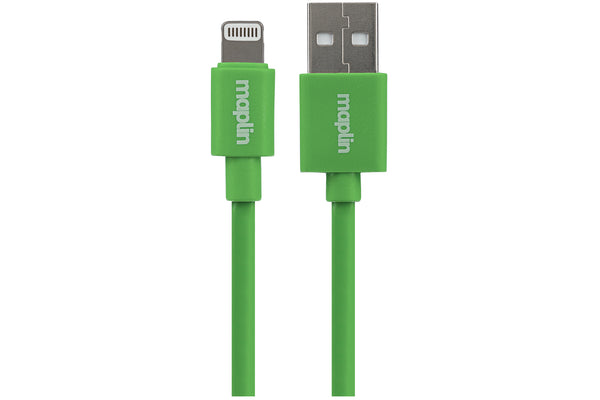 Maplin Lightning Connector to USB-A Cable 0.75m Green