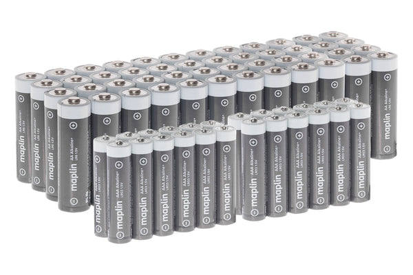 Maplin 48x AA LR6 /24x AAA LR03 7 Years Shelf Life 1.5V High Performance Alkaline Batteries