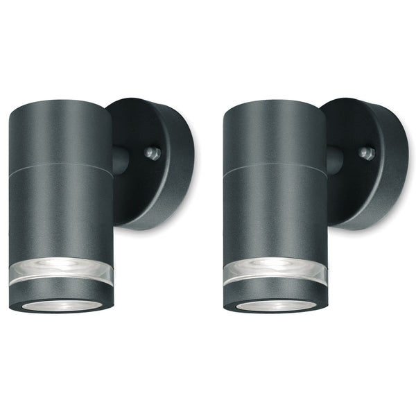 4lite Marinus GU10 Single Direction Outdoor Wall Light without PIR - Anthracite, Pack of 2