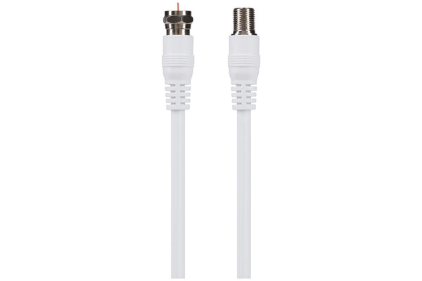 Maplin F Type Male to F Type Female TV Satellite Aerial Coaxial Extension Cable - White, 5m
