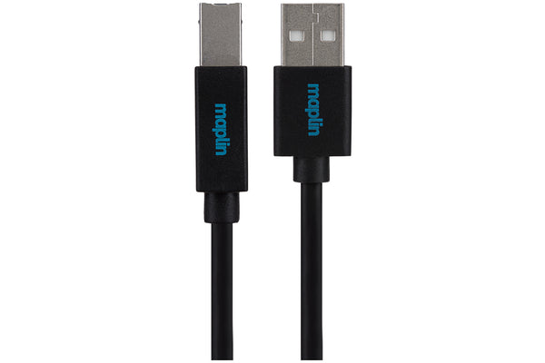 Maplin USB-A to USB-B Cable - Black, 0.75m