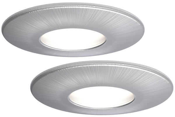 4lite WiZ Connected Fire-Rated IP20 GU10 Smart LED Downlight - Satin Chrome, Pack of 2