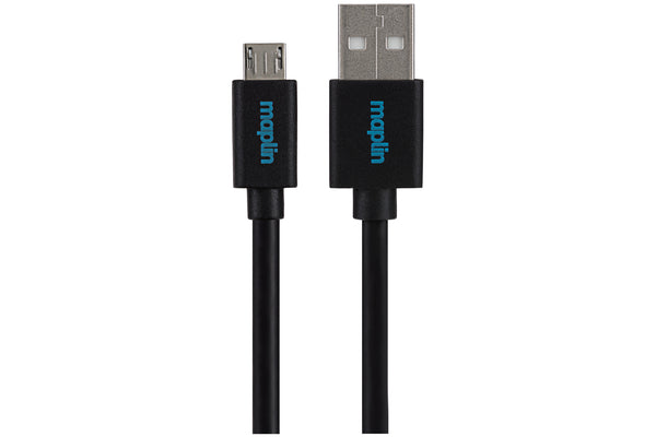 Maplin USB-A to Micro USB-B Male Cable - Black, 0.75m