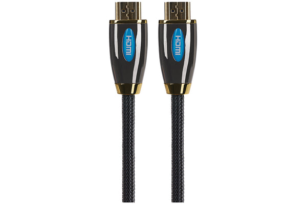 Maplin Pro HDMI to HDMI 4K Ultra HD Braided Cable with Gold Connectors - Black, 3m
