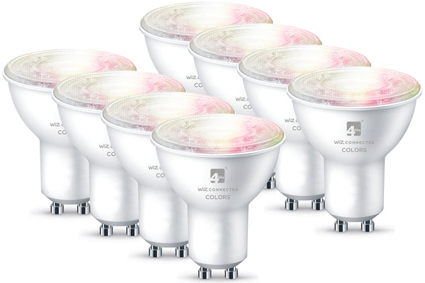 4lite Wiz Connected Dimmable Multicolour WiFi LED Smart Bulb - GU10, Pack of 8