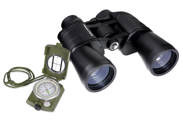 PRAKTICA Falcon 12x50mm Field Binoculars with Military Waterproof Compass - Black