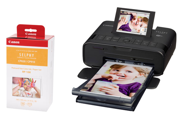 Canon SELPHY CP1300 Wireless Photo Printer including RP-108 Ink Paper Set for 108 Photos - Black
