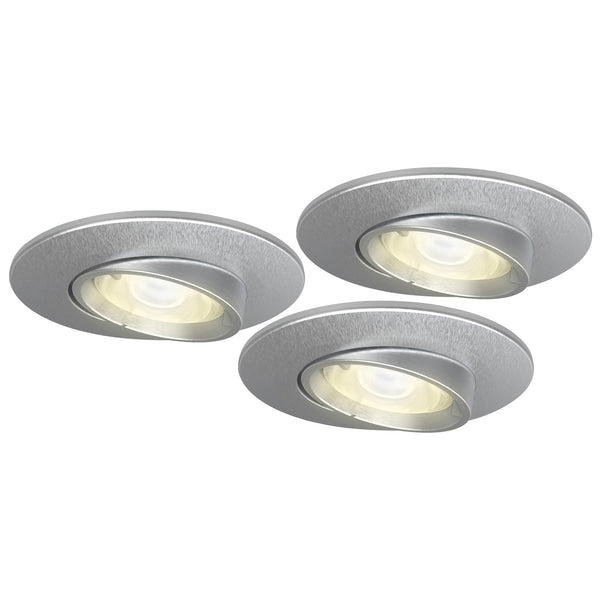4lite WiZ Connected Fire-Rated IP20 GU10 Smart Adjustable LED Downlight - Satin Chrome, Pack of 3