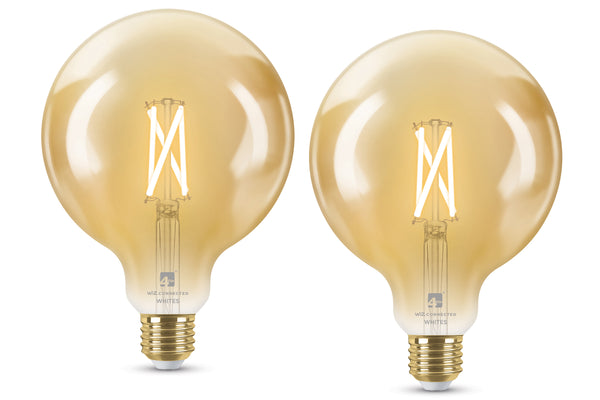 4lite WiZ Connected G125 Filament Amber WiFi LED Smart Bulb - E27 Large Screw, Pack of 2