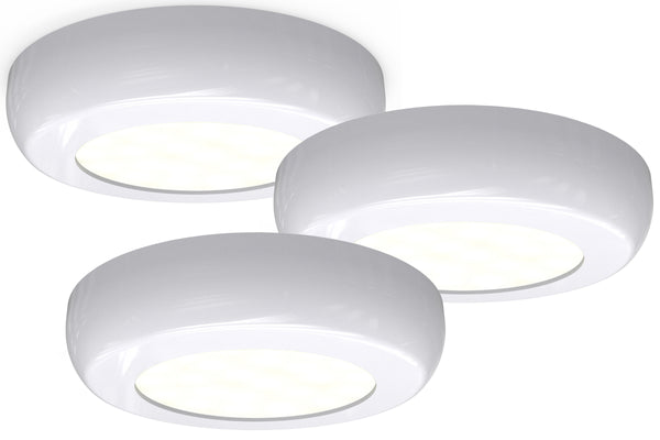 4lite Circle Cabinet Mains Powered 132 Lumens LED Light - White, Pack of 3