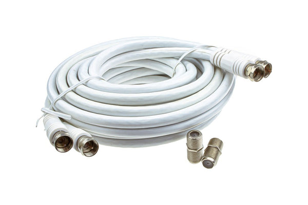 Maplin Twin F Type Male to Twin F Type Female Connector TV Satellite Aerial Extension Cable 3m White