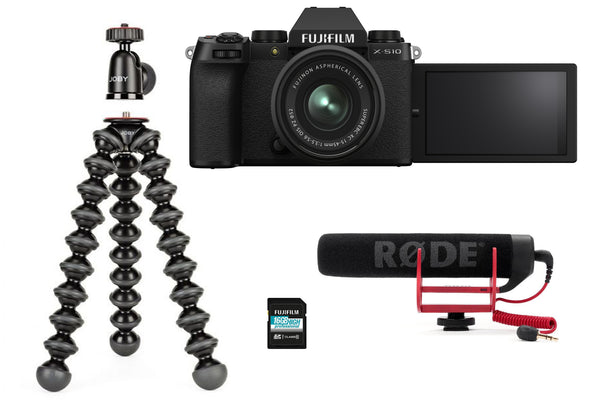 Fujifilm X-S10 Mirrorless Camera with 15-45mm XC Lens Vlogger Kit - Black