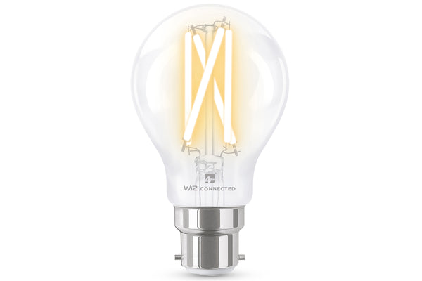 4lite WiZ Connected A60 Filament Clear WiFi LED Smart Bulb - B22 Bayonet Cap