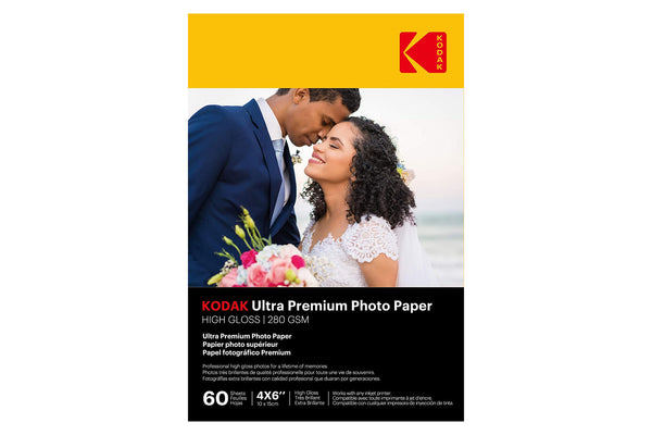 Kodak 280g 6x4 10x15mm High Gloss Ultra Premium Photo Paper - 60 Sheets