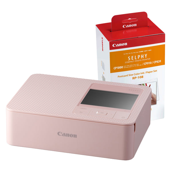 Canon SELPHY CP1500 Wireless Photo Printer inc RP-108 Ink Paper Set - Pink