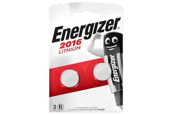 Energizer CR2016 3V Lithium Coin Cell Battery Pack of 2