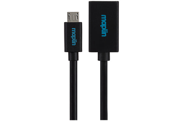 Maplin USB-A Female to Micro USB-B Male Cable Supports On The Go OTG  0.15m