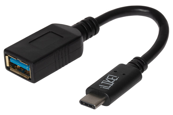 Maplin USB-C to USB-A 3.1 Gen 1 Female Adapter - Black, 14cm