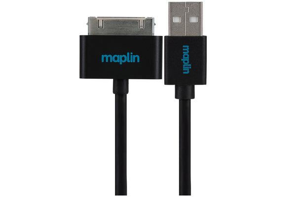 Maplin 30 Pin Samsung Connector to USB-A Cable 1.5m Black