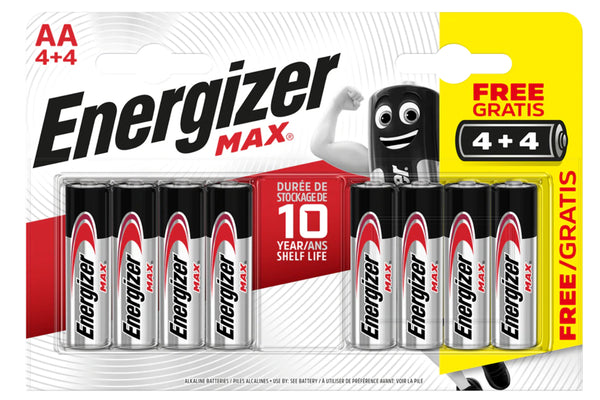 Energizer Max AA Alkaline Batteries - Pack of 8