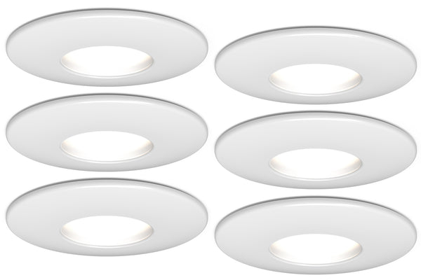 4lite IP65 GU10 Fire-Rated Downlight - Matte White, Pack of 6