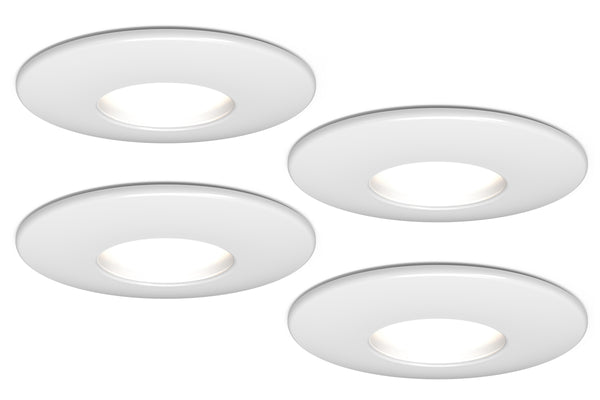 4lite IP65 GU10 Fire-Rated Downlight - Matte White, Pack of 4