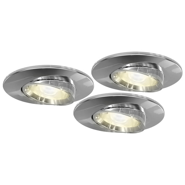 4lite WiZ Connected Fire-Rated IP20 GU10 Smart Adjustable LED Downlight - Chrome, Pack 3