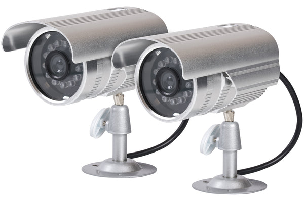 ProperAV Replica Security Camera Kit includes 2 Aluminium Imitation Camera's