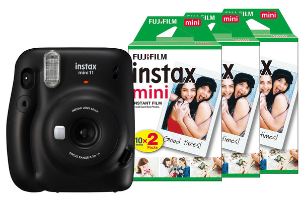 Fujifilm Instax Mini 11 Instant Camera with 60 Shot Film Pack - Charcoal Grey