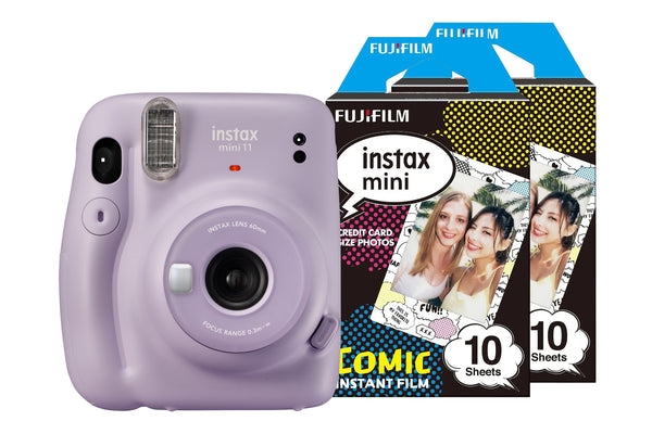 Fujifilm Instax Mini 11 Instant Camera + 20 Shot Comic Strip Film Pack - Lilac Purple