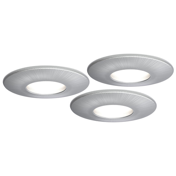 4lite WiZ Connected Fire-Rated IP20 GU10 Smart LED Downlight - Sat Chrome, Pack of 3