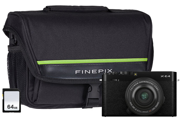 Fujifilm X-E4 Mirrorless Camera with 27mm f/2.8 R WR XF Lens, 64GB SD Card & System Bag - Black