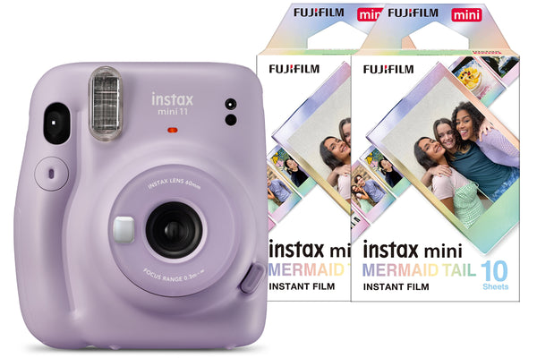 Fujifilm Instax Mini 11 Instant Camera with 20 Shot Mermaid Film Pack - Lilac Purple