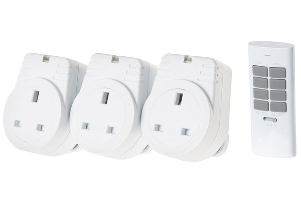 Maplin ORB RF Remote Controlled Mains Plug Sockets Set Version S2 - 3 Pack, White