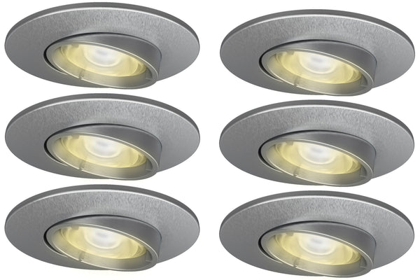 4lite IP20 GU10 Fire-Rated Adjustable Downlight - Matte White, Pack of 6