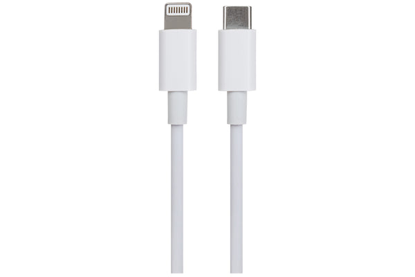 Maplin Lightning Connector to USB-C Braided Fast Charge Cable - Silver, 1m