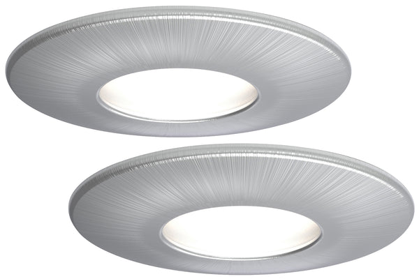 4lite WiZ Connected Fire-Rated IP65 GU10 Smart LED Downlight - Satin Chrome, Pack of 2