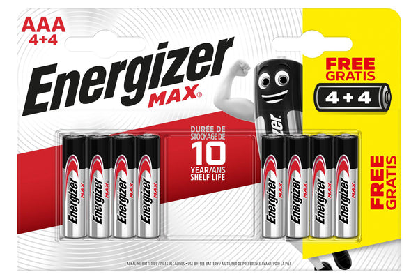 Energizer Max AAA Alkaline Batteries - Pack of 8