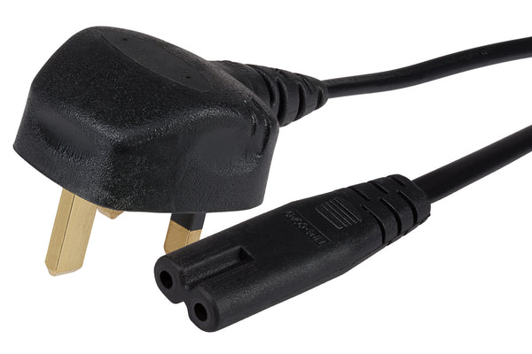 Maplin Power Lead IEC C7 Fig 8 2 Pin Plug to UK 3 Pin Mains Plug - 2m, 3 Amp Fuse