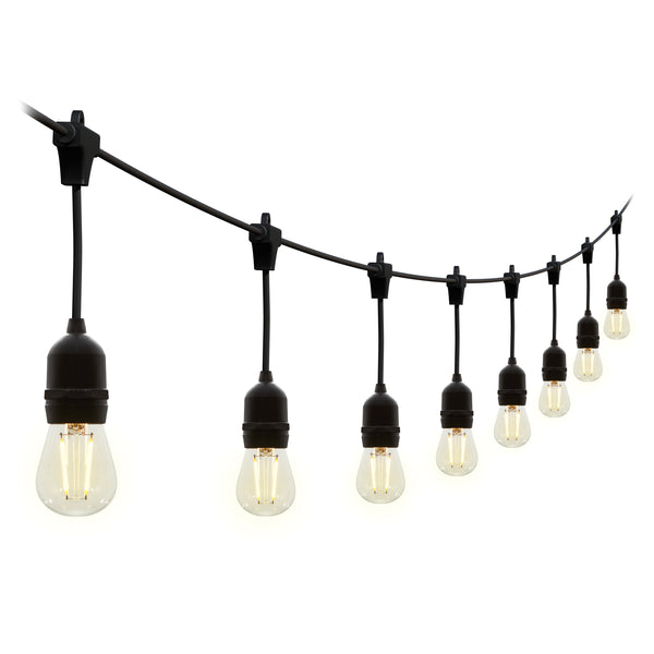 4lite Festoon Lighting Outdoor String Lamps with E27 Screw Warm White LED Bulbs - 10m